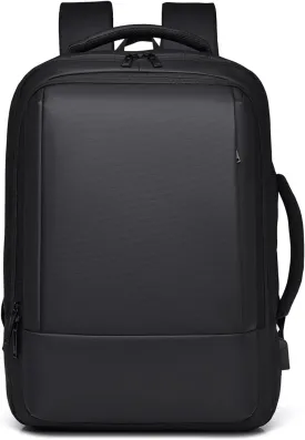Business Casual Backpack Laptop backpack Travel backpack Rucksack for men Laptop Rucksack Work bag Waterproof rucksack Expandable Backpack with USB Charging Port PU film Daypacks Black
