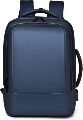Business Casual Backpack Laptop backpack Travel backpack Rucksack for men Laptop Rucksack Work bag Waterproof rucksack Expandable Backpack with USB Charging Port PU film Daypacks Blue
