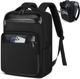 Business Laptop Backpack for Men - 15.6 Inch Travel Backpack with USB Charging Port, Flight Approved, Waterproof, Black