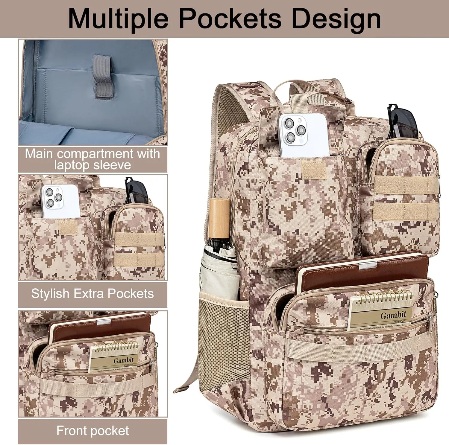 CAMTOP School Backpack Vintage Canvas Laptop Backpacks Men Women Rucksack Bookbags