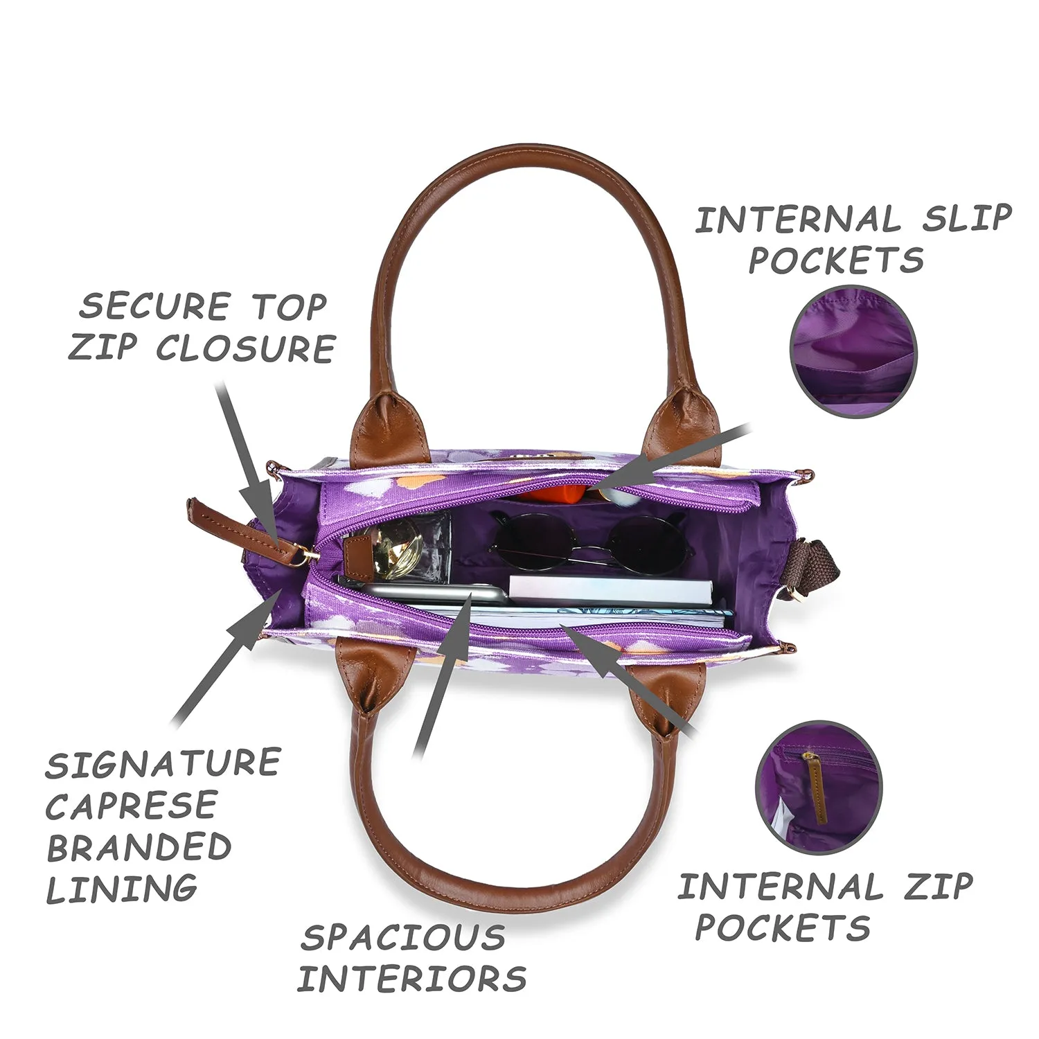 Caprese Enora Tote Small Purple