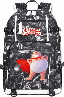 Captain Underpants Casual Bookbag Lightweight Sturdy Travel Knapsack Multi-pocket USB Bagpack for Outdoors,Hiking