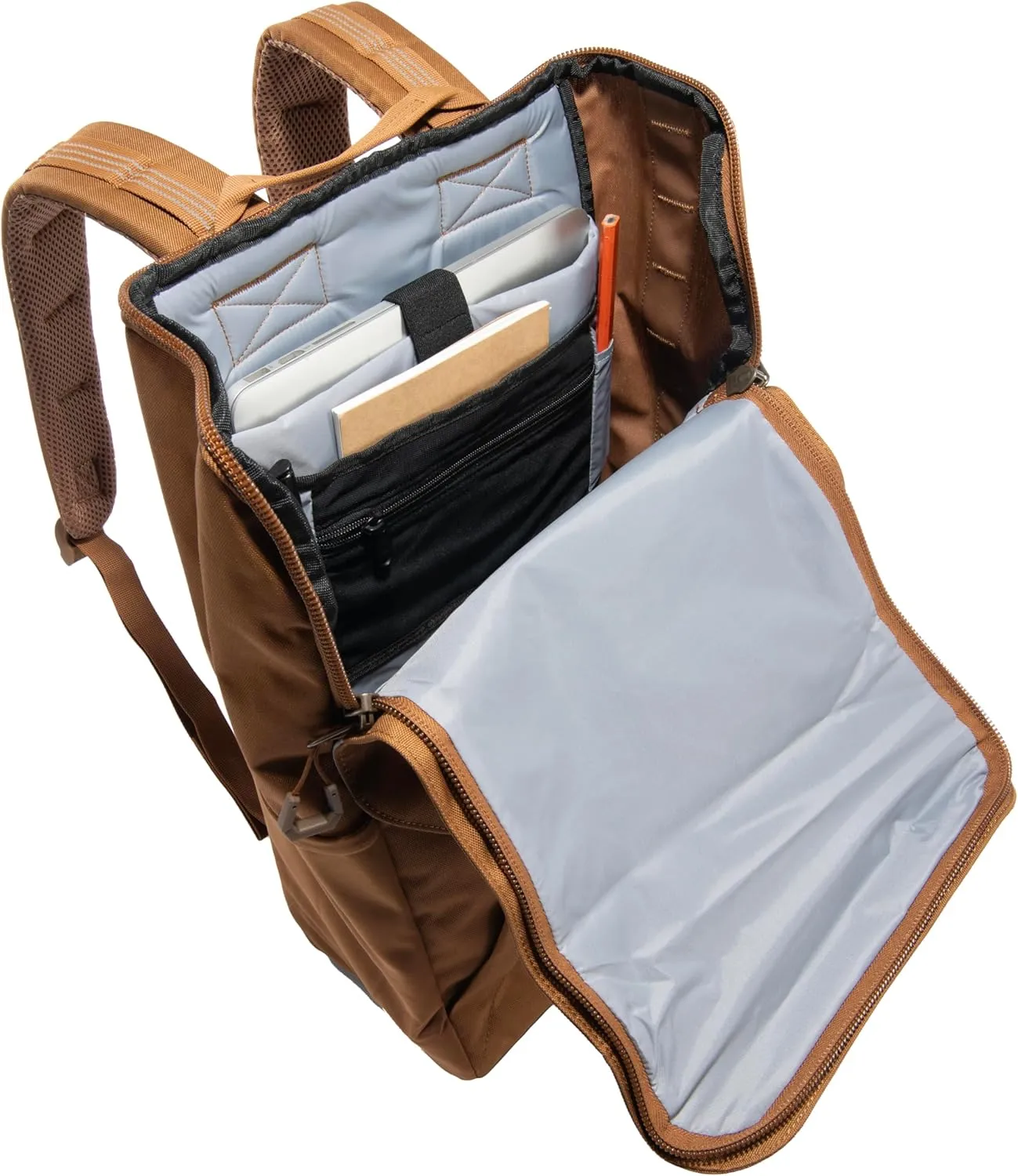 Carhartt 21L Top-Load Backpack, Durable Water Resistant Coated Canvas Base W/ 17" Laptop Sleeve, Brown, One Size