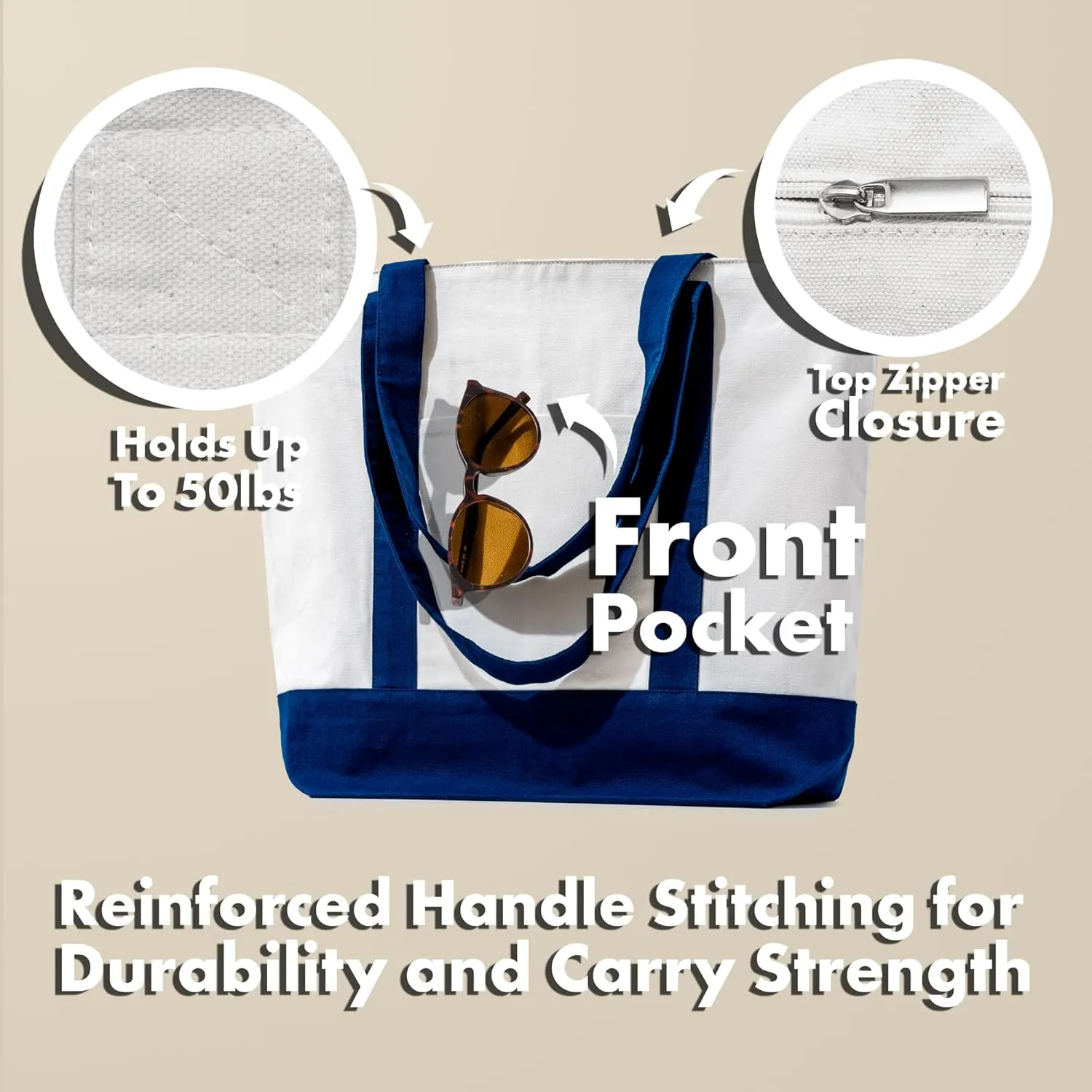 Carrywell |Not Made in China| Cotton Canvas Tote Bags, Blank Reusable Shopping Bags, Organic Cloth, Screen Print and DIY
