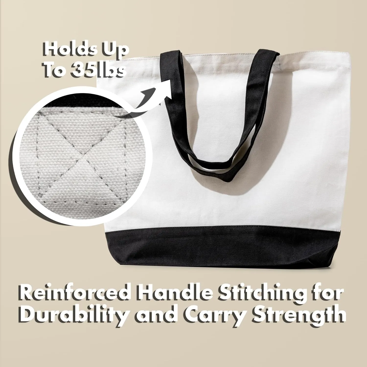 Carrywell |Not Made in China| Cotton Canvas Tote Bags, Blank Reusable Shopping Bags, Organic Cloth, Screen Print and DIY