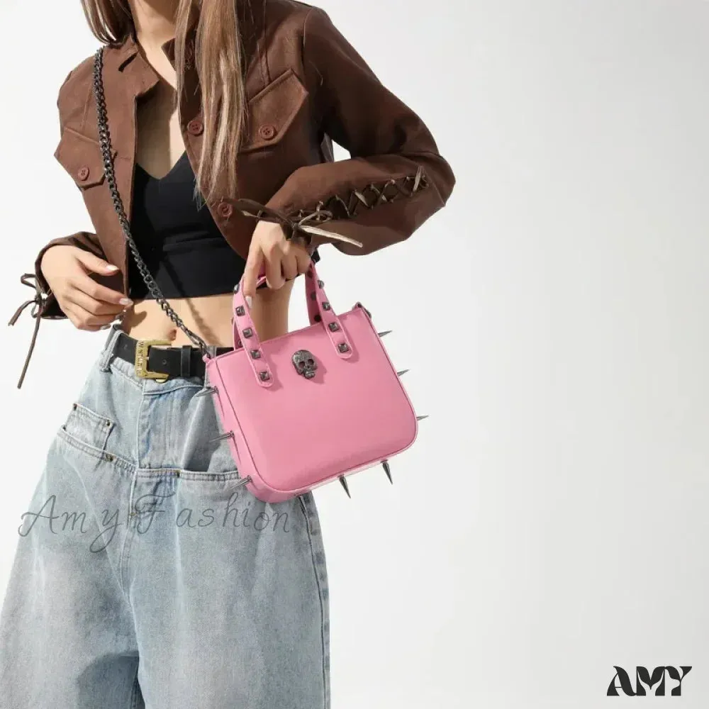 Casual Vintage Y2K Aesthetic Crossbody Punk Shoulder Gothic Korean Rivets Bag