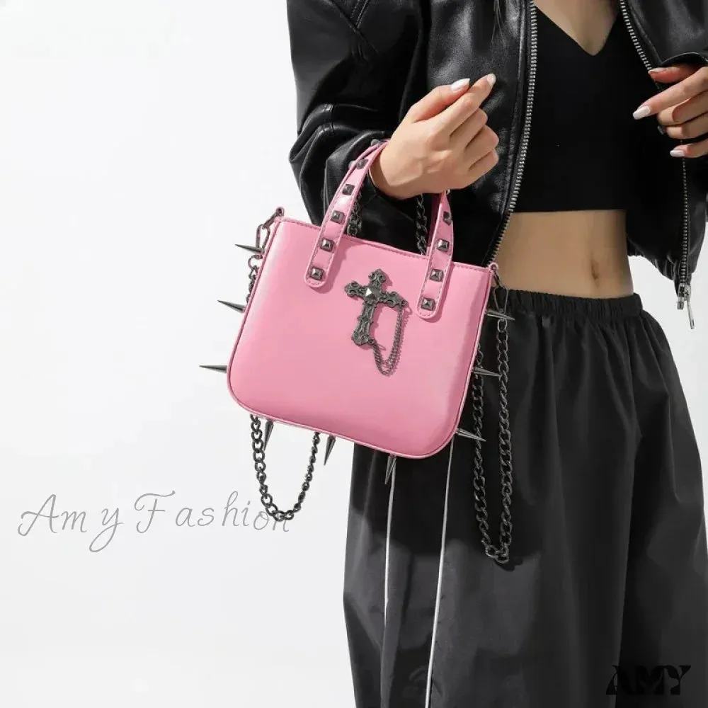 Casual Vintage Y2K Aesthetic Crossbody Punk Shoulder Gothic Korean Rivets Bag