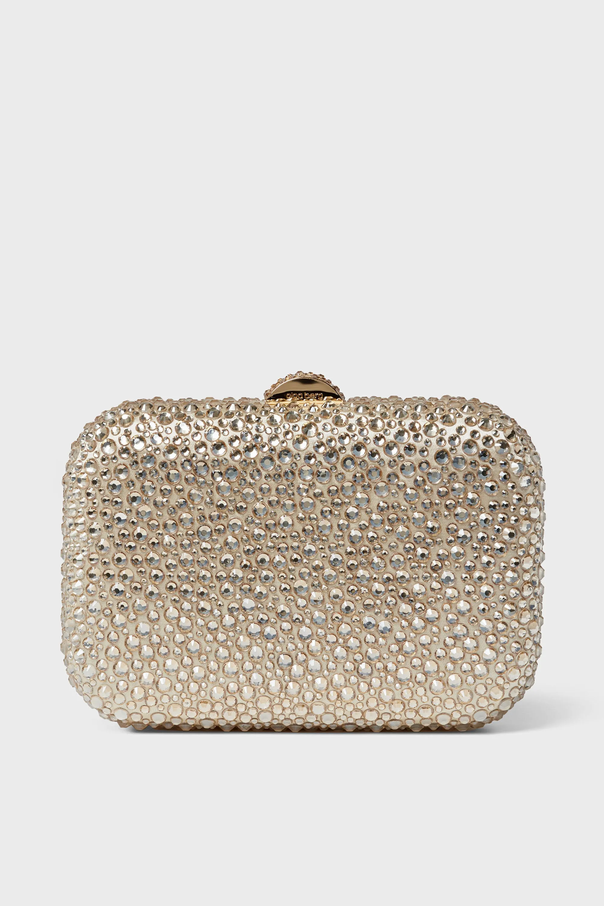 Champagne Casey Hot Fix Encrusted Clutch