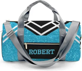 Cheerleader Sky Blue Glitter Personalized Duffel Bag with Name Custom Travel Bag Weekend Overnight Bag with Shoe Compartmen for Women Sports Gym Gymnastic Bags