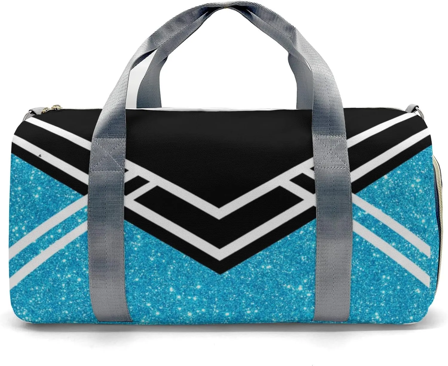 Cheerleader Sky Blue Glitter Personalized Duffel Bag with Name Custom Travel Bag Weekend Overnight Bag with Shoe Compartmen for Women Sports Gym Gymnastic Bags