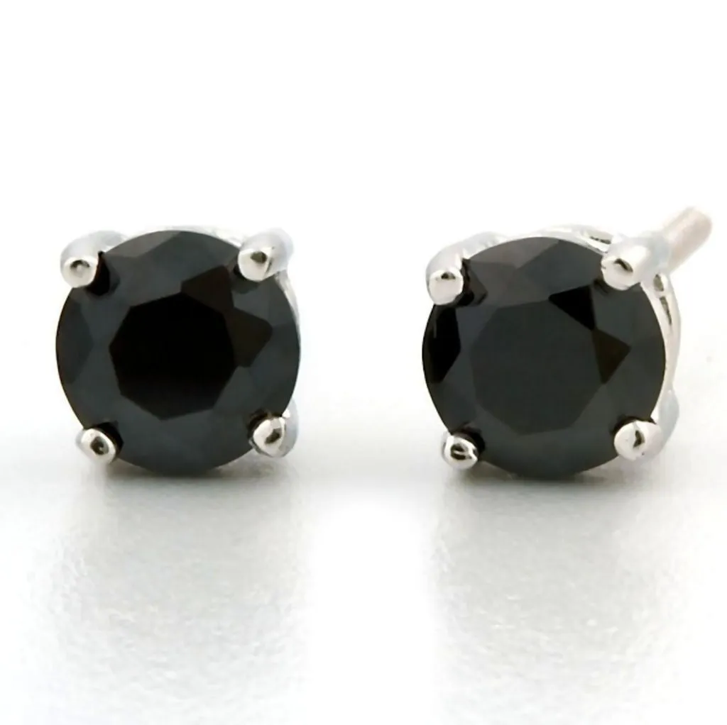 Chris: 5mm, 1.0ct Black Ice Simulated Diamond CZ Screw Back Earrings