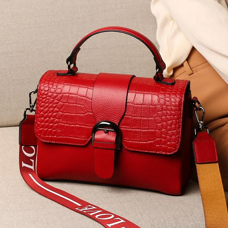 Christmas Gift Bag 2021 new trendy versatile multi-compartment leather handbags casual ladies crocodile pattern fashion portable messenger bag