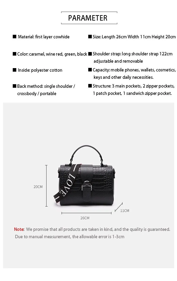 Christmas Gift Bag 2021 new trendy versatile multi-compartment leather handbags casual ladies crocodile pattern fashion portable messenger bag
