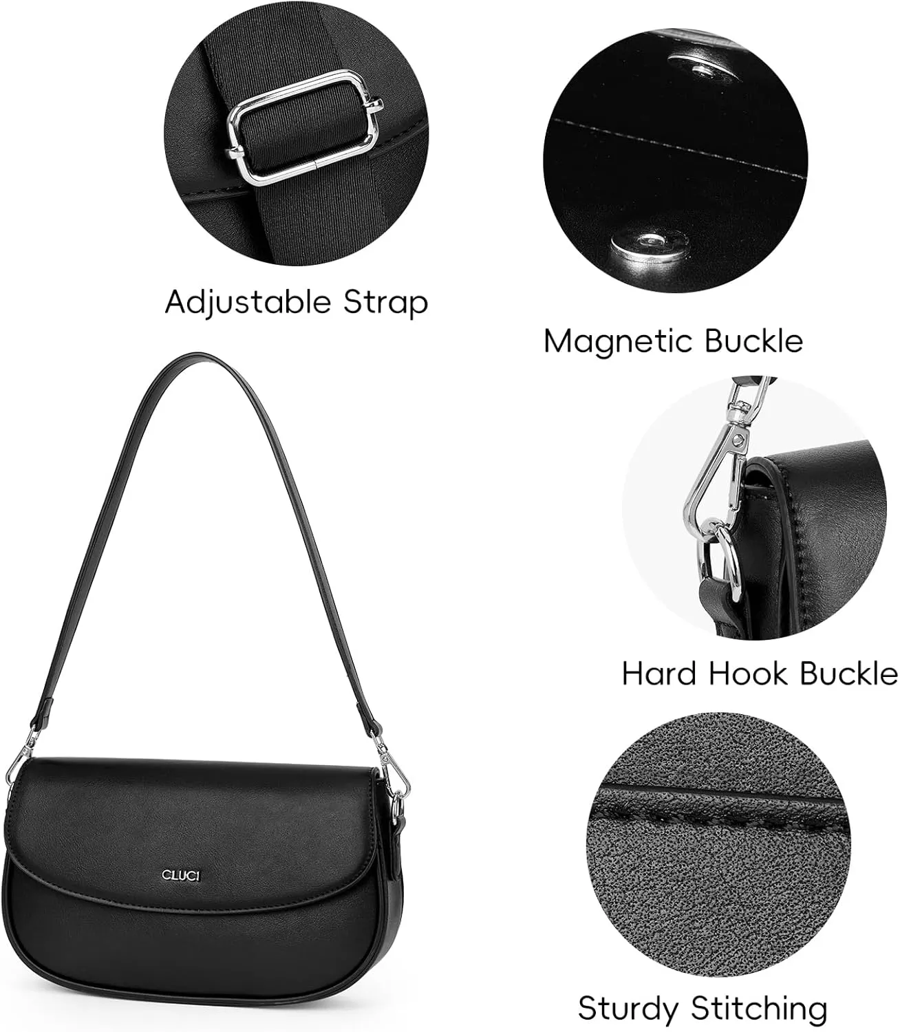 CLUCI Purses for women,Small Shoulder Bag Cute Clutch Designer tote Handbags leather crossbody bag Hobo purse