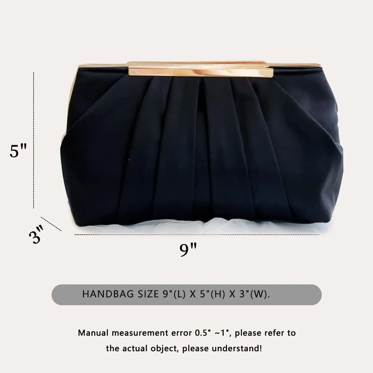 Clutch Purse for Women,Evening Clutches for Wedding, Detachable Chain Strap Pleated Crossbody Shoulder Handbag