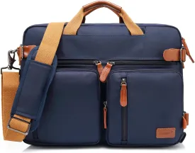 Convertible Backpack Messenger Shoulder Bag Laptop Case Handbag Business Briefcase Multi-Functional Travel Rucksack Fits 15.6 Inch Laptop for Men/Women (Blue)