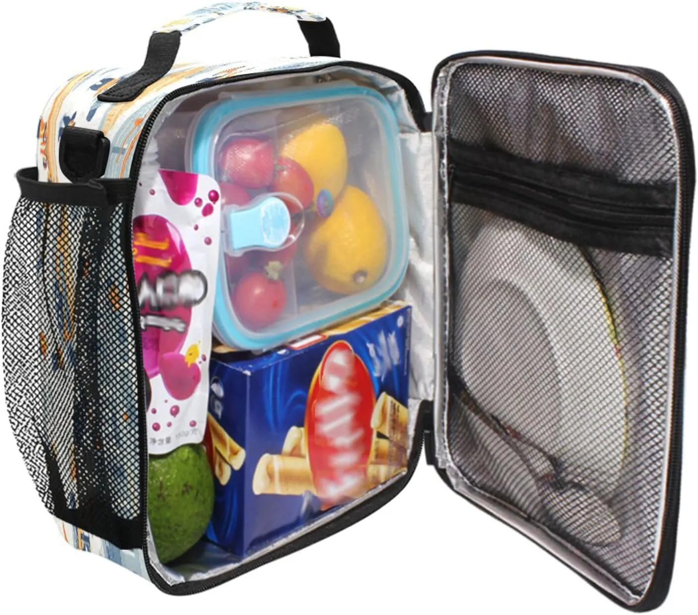 Cooler Thermal Meal Tote Water Resistant Girls Lunch Bag with buckle for Outdoor Gym Construction Scene Concrete Mixer Truck