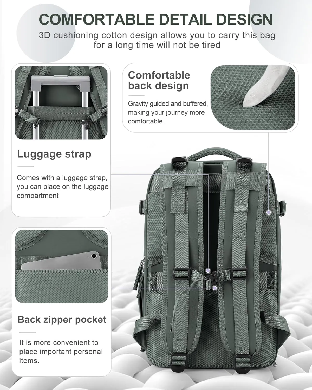 coowoz Travel Backpack Carry On for Women Man Gym Backpack with Laptop Compartment Mochila de Viaje Teacher Personal Item Backpack Rucksack Airplane Accessories Must Haves Olive Green Small