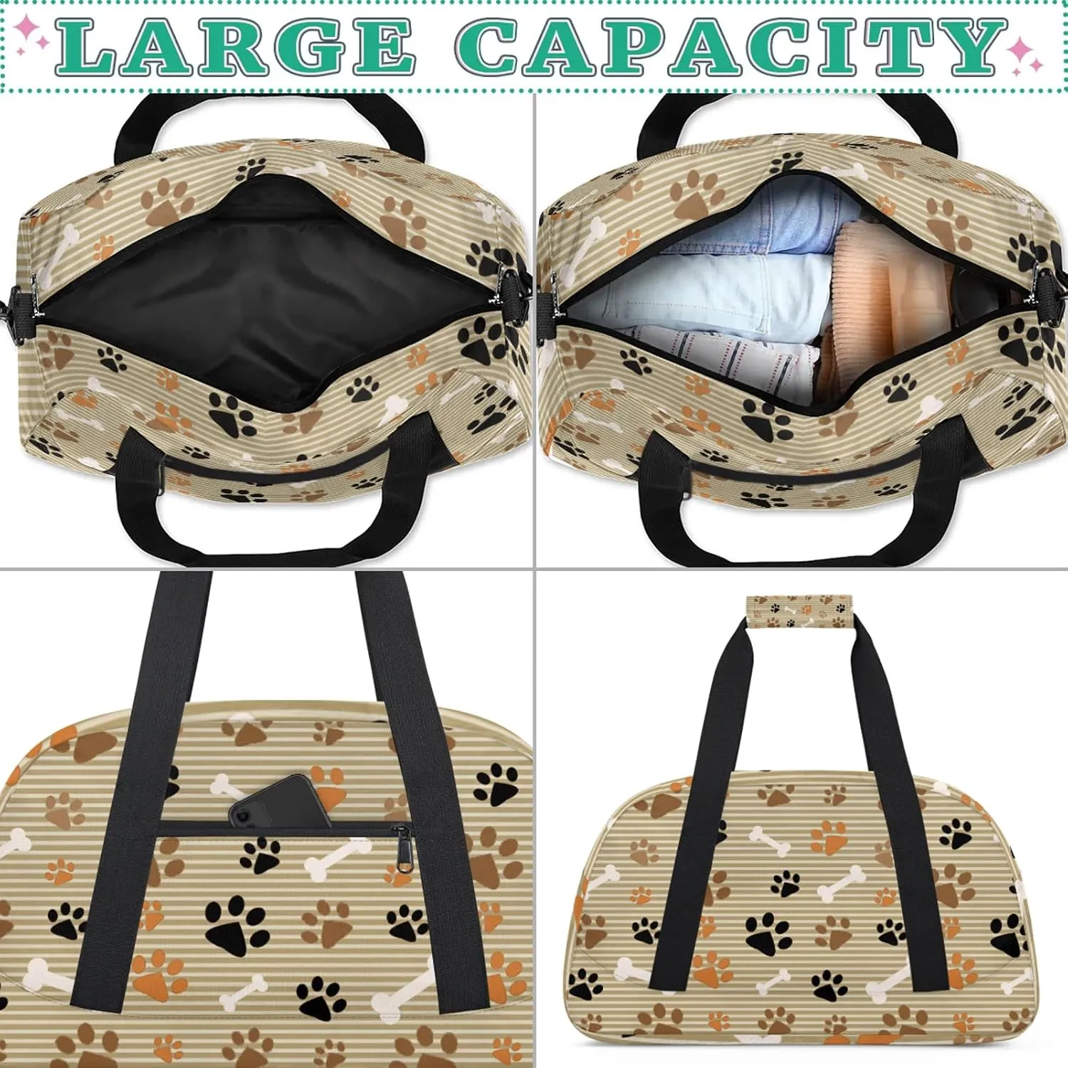 Cute Dog Puppy Paw 18 inch Small Gym Bag for Women and Men, Lightweight Carry On Weekender Bag Mini Duffel Bag for Travel Sports Workout