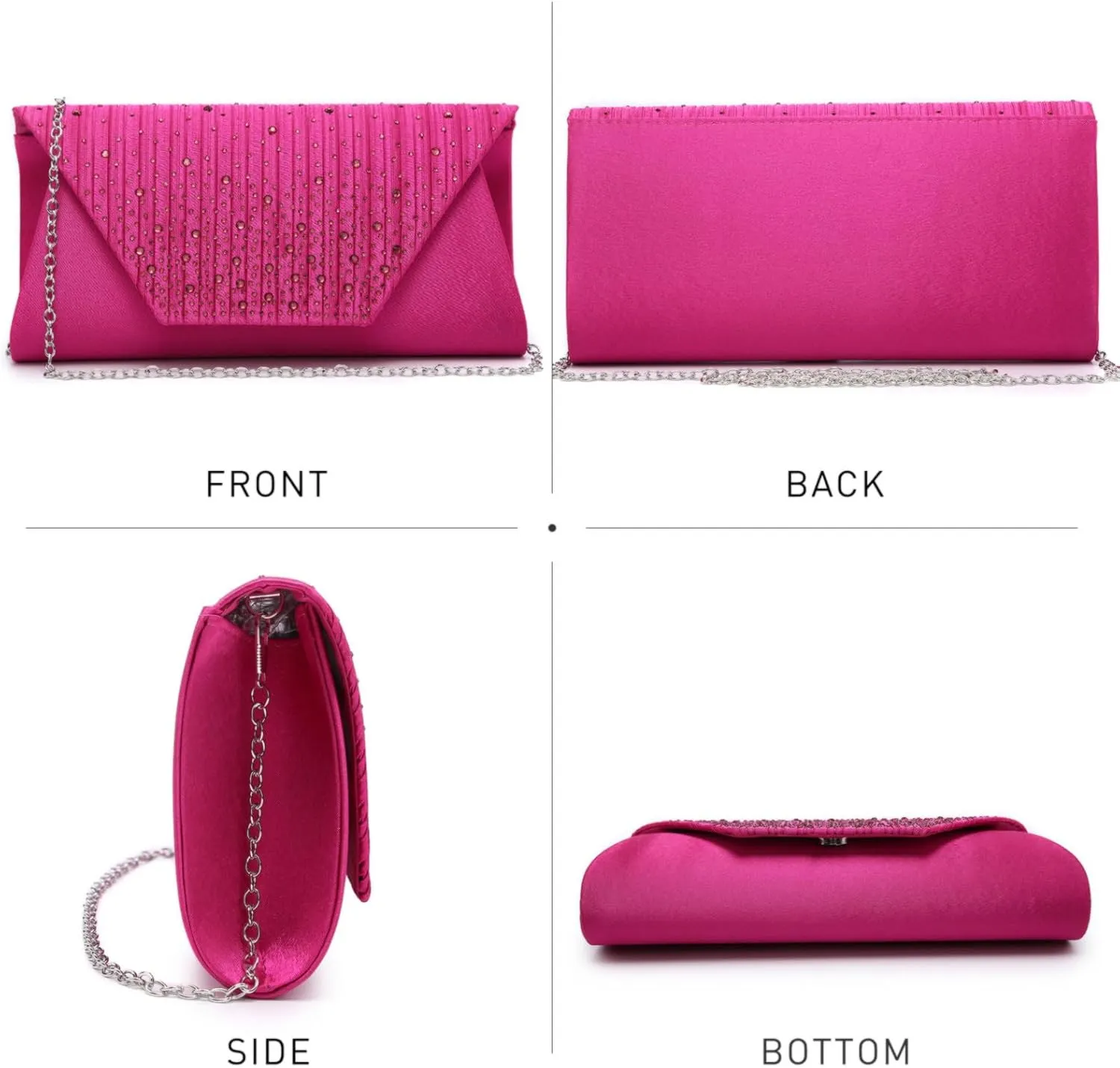 Dasein Women Evening Bags Wedding Purses Handbags Party Clutches Cocktail Prom Formal Clutch with Glitter Rhinestones