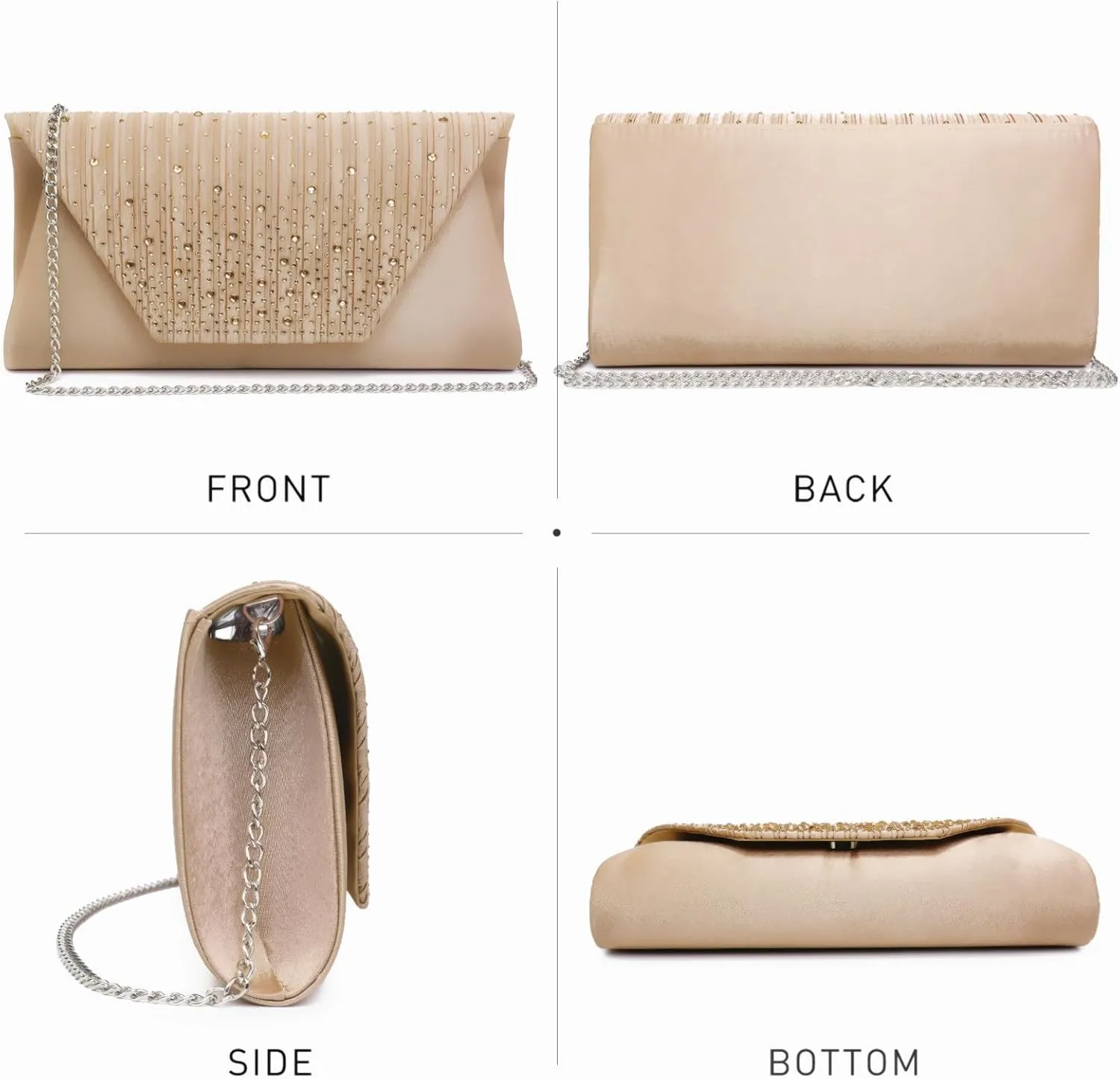 Dasein Women Evening Bags Wedding Purses Handbags Party Clutches Cocktail Prom Formal Clutch with Glitter Rhinestones