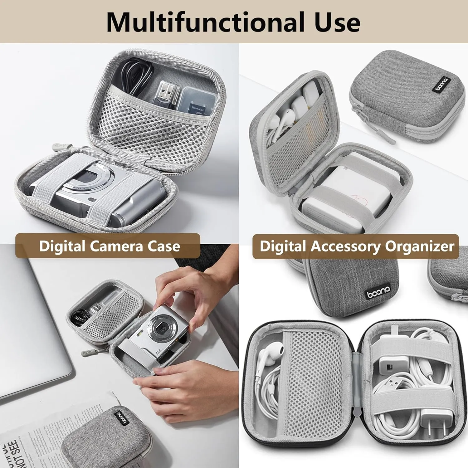 Digital Camera Case for CAMKORY, KODAK PIXPRO FZ45/FZ55, Canon IXUS 285 HS, Lecran, Small Travel Compact Camera Holder with Mesh Pocket for Accessories SD Card (Black)