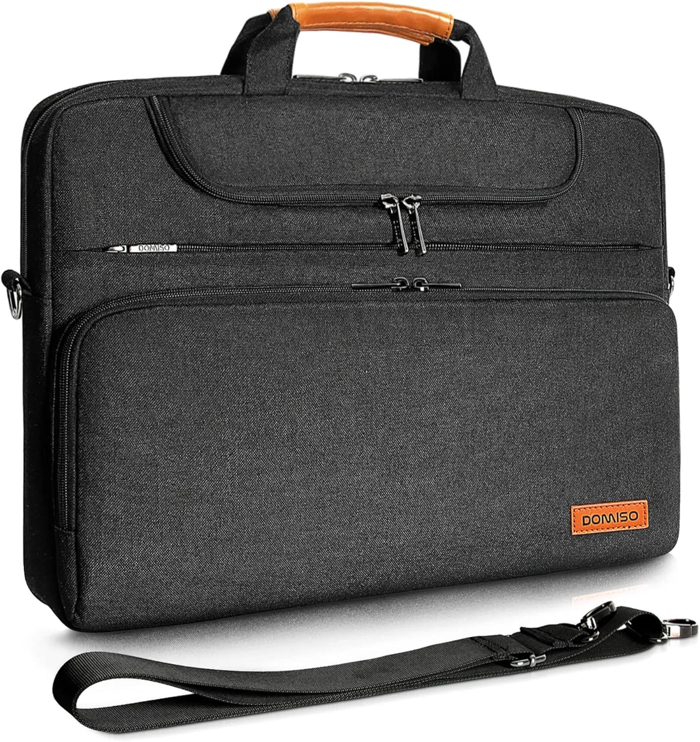 DOMISO 15.6 Inch Multi-Functional Laptop Sleeve Business Briefcase Waterproof Messenger Shoulder Bag for 15"-15.6" Laptops/Apple/IdeaPad/Acer Aspire/HP ENVY 15 / Dell XPS 15, Black