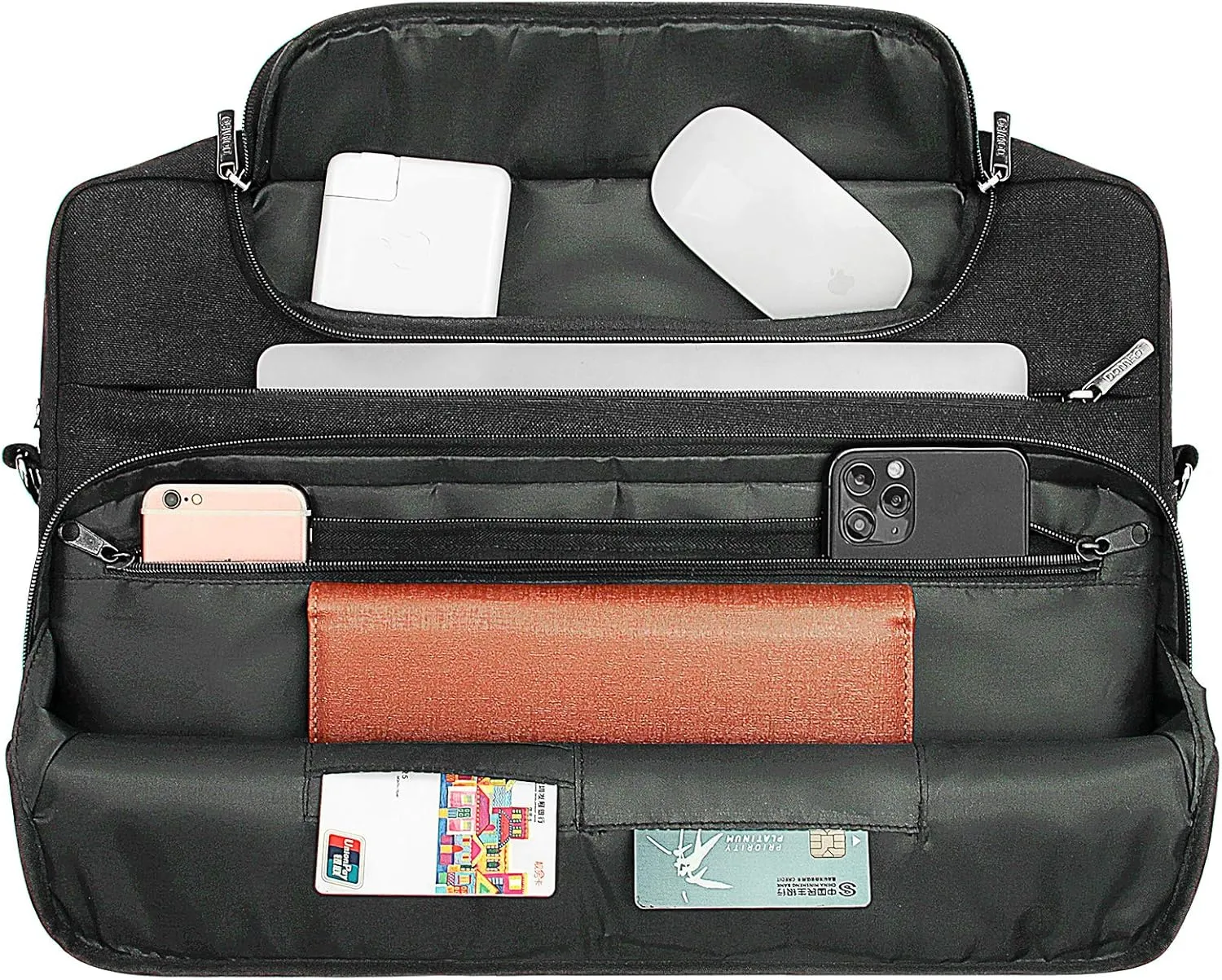 DOMISO 15.6 Inch Multi-Functional Laptop Sleeve Business Briefcase Waterproof Messenger Shoulder Bag for 15"-15.6" Laptops/Apple/IdeaPad/Acer Aspire/HP ENVY 15 / Dell XPS 15, Black
