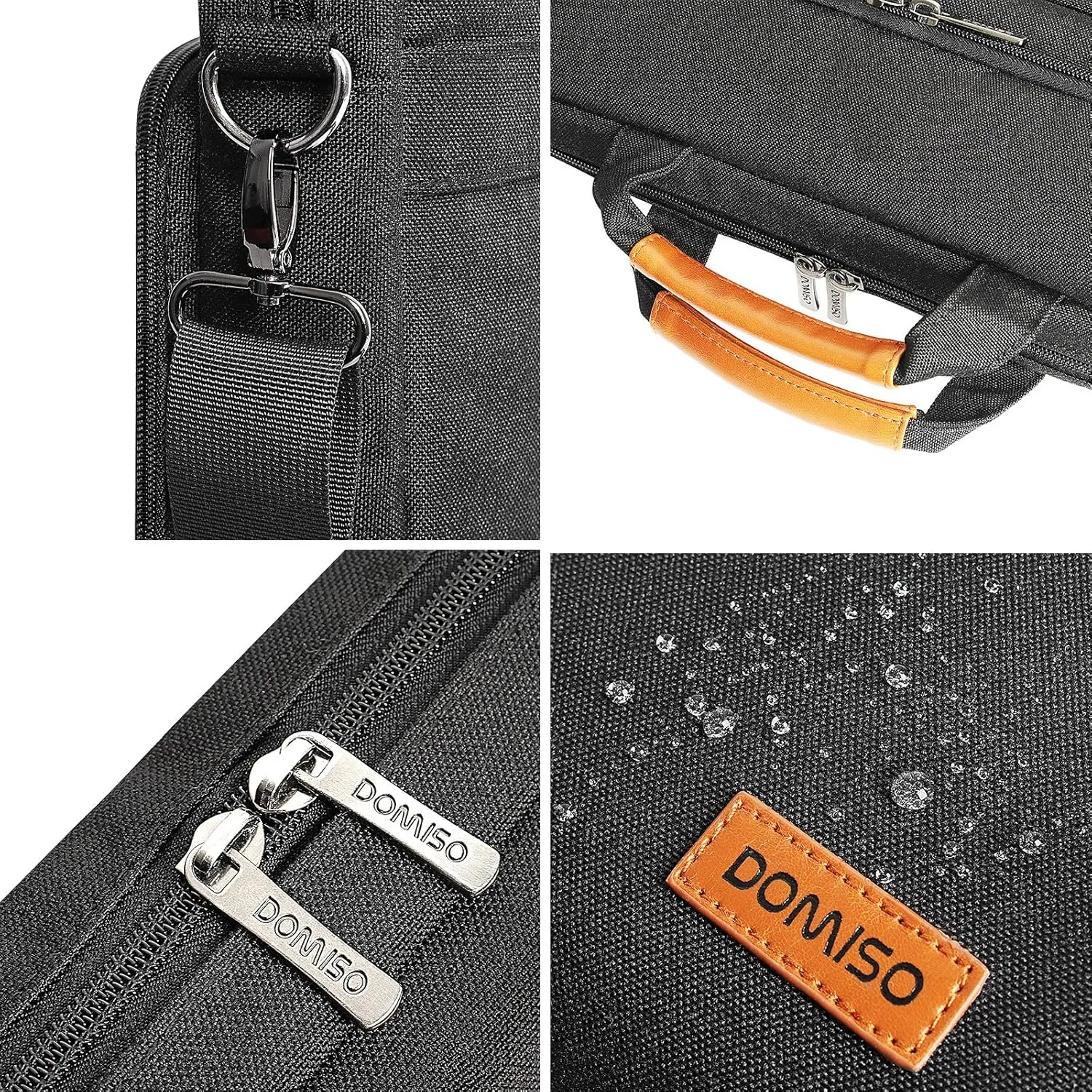 DOMISO 15.6 Inch Multi-Functional Laptop Sleeve Business Briefcase Waterproof Messenger Shoulder Bag for 15"-15.6" Laptops/Apple/IdeaPad/Acer Aspire/HP ENVY 15 / Dell XPS 15, Black