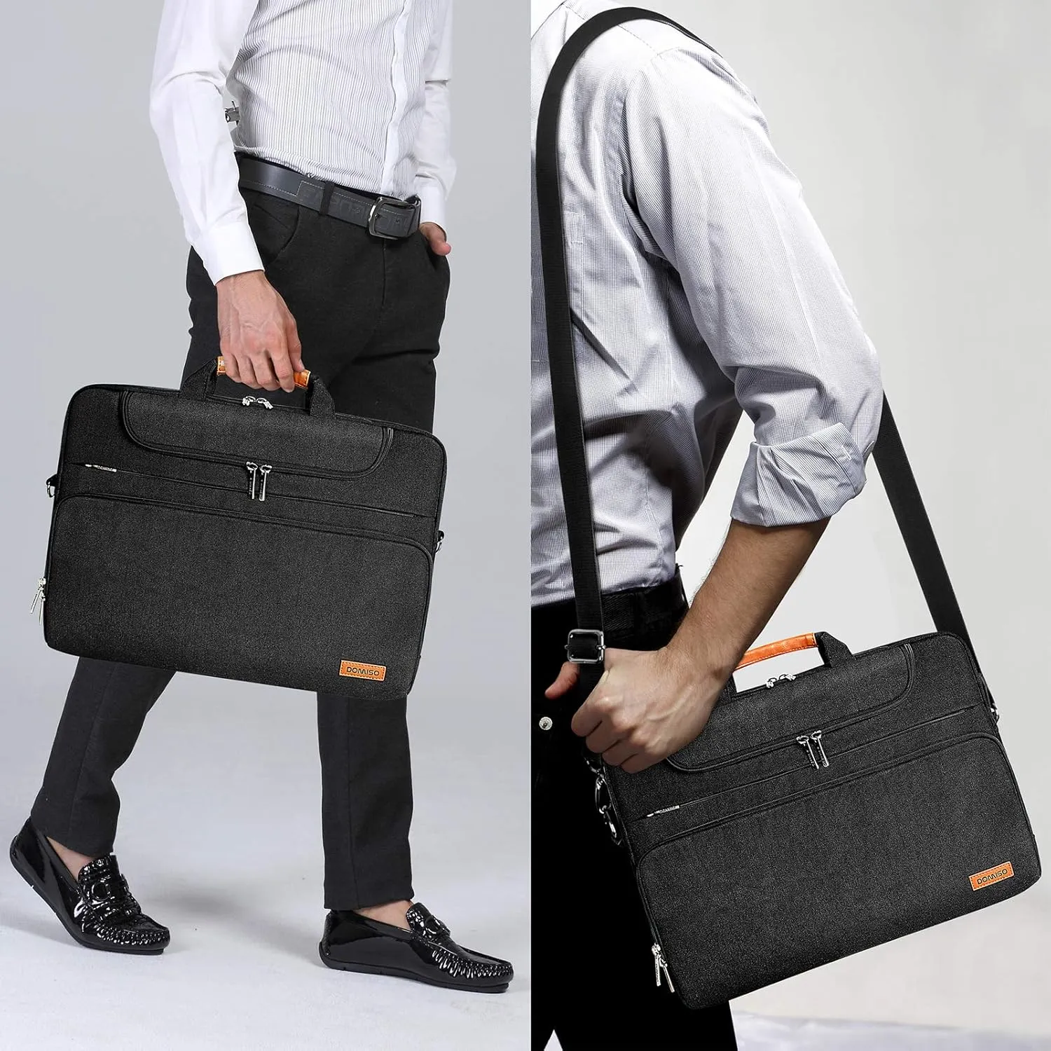 DOMISO 15.6 Inch Multi-Functional Laptop Sleeve Business Briefcase Waterproof Messenger Shoulder Bag for 15"-15.6" Laptops/Apple/IdeaPad/Acer Aspire/HP ENVY 15 / Dell XPS 15, Black