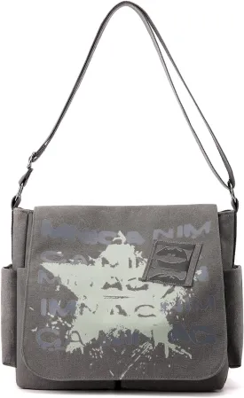 DOURR Canvas Messenger Bag for Men and Women Printing Star Vintage Crossbody Shoulder Satchel for College Work Travel