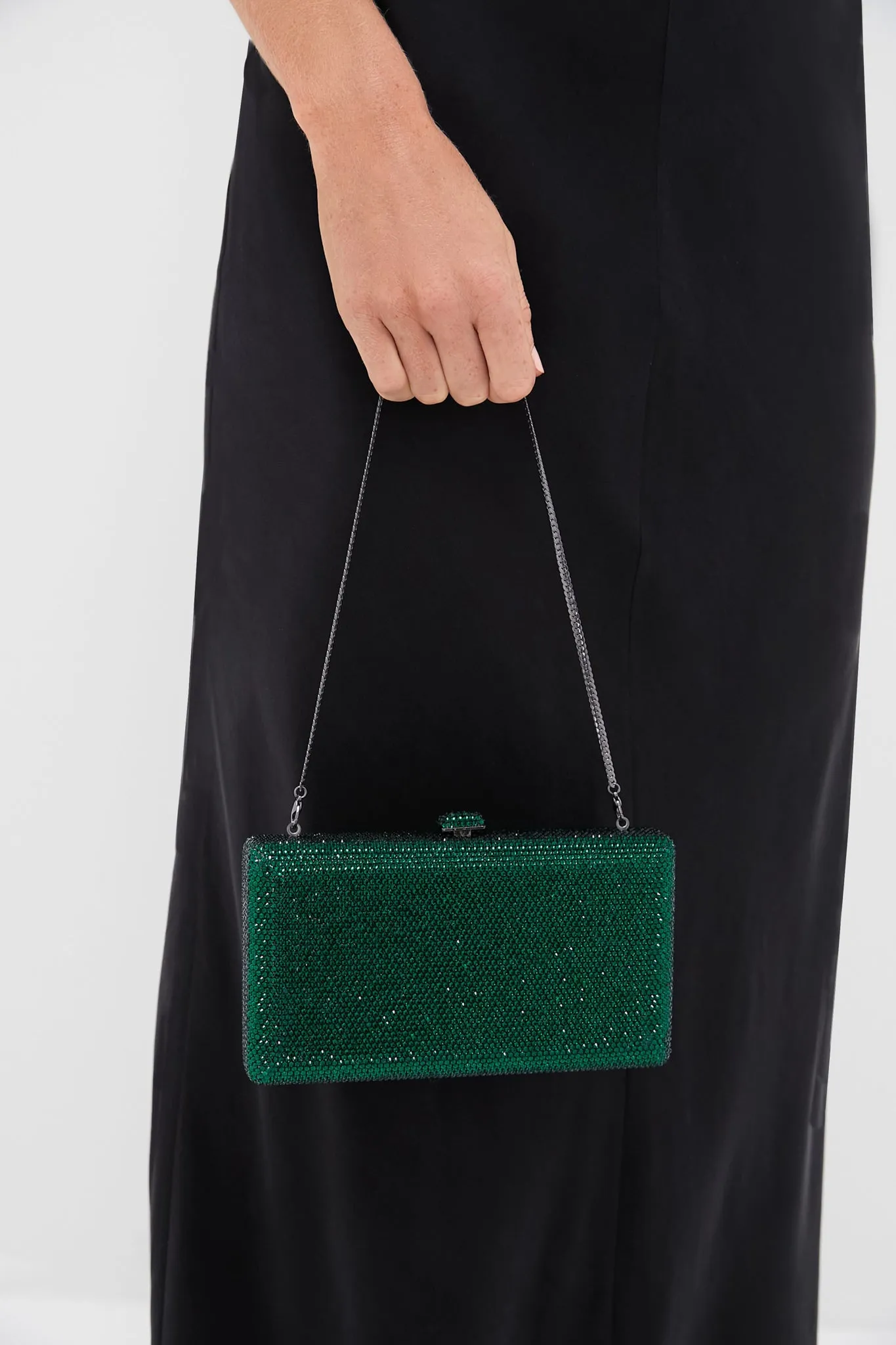Emerald Green Embellished Crystal Clutch