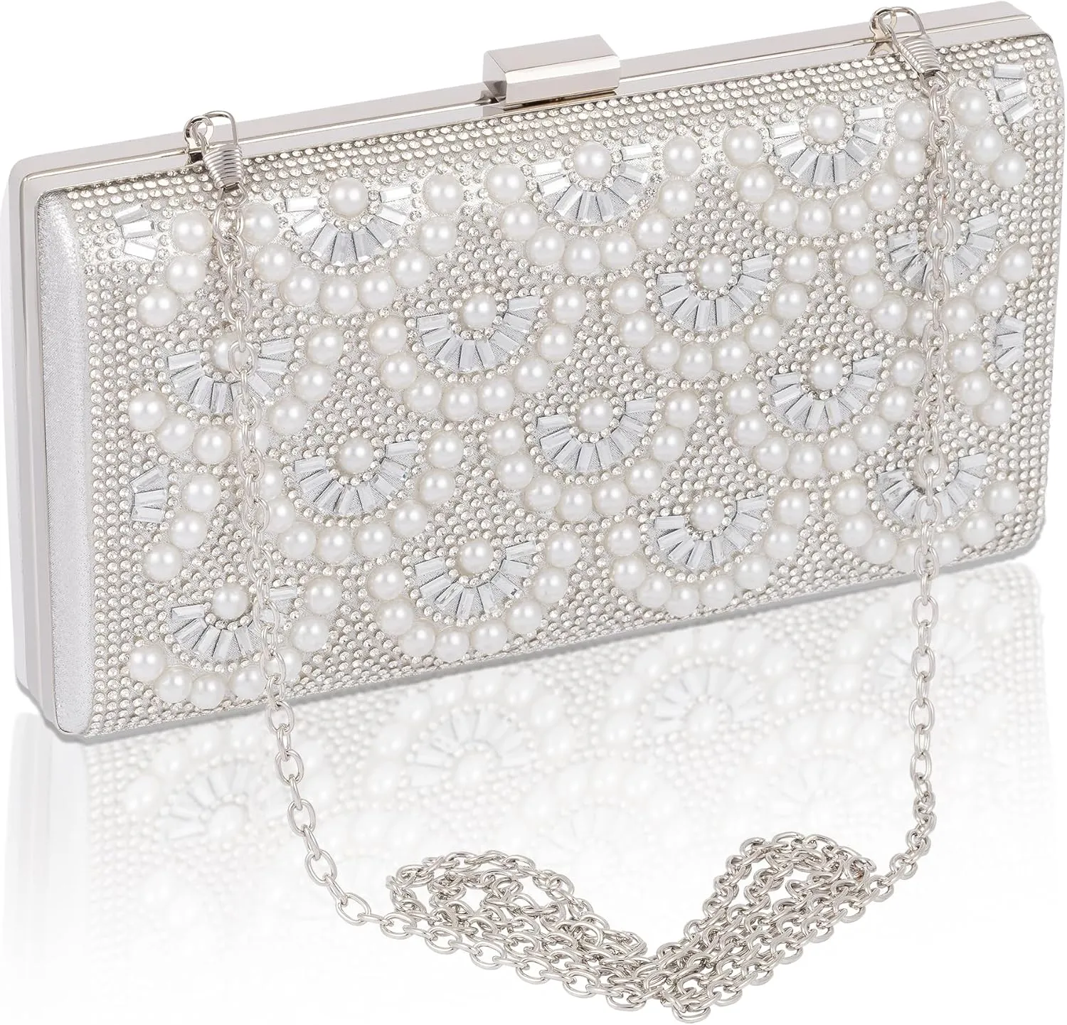 Evening Clutch Pearl Purse for Women, Party Clutches Bag Wedding Formal Handbags