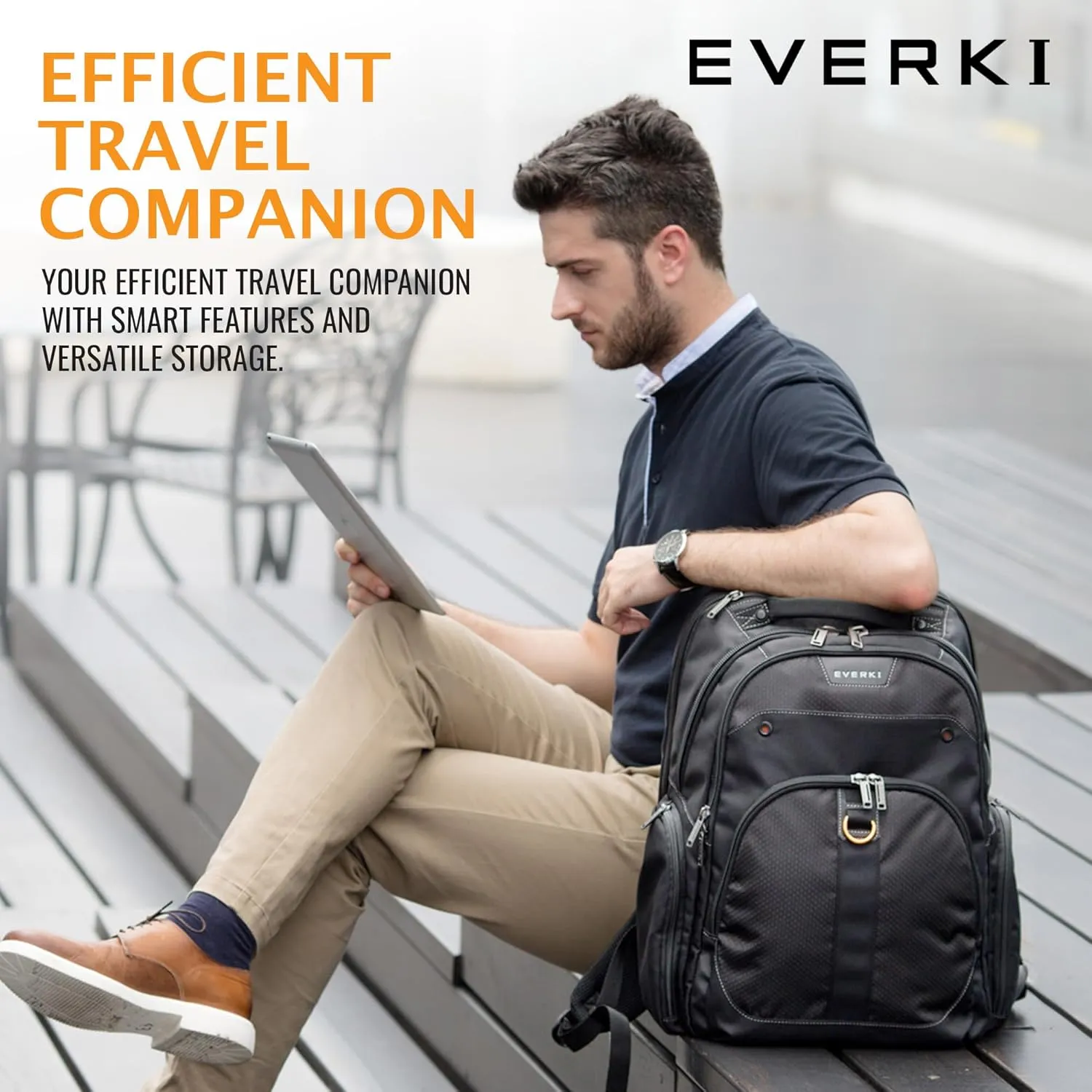 EVERKI Atlas Business Laptop Backpack - Women's or Men's Backpack for Work with 13" - 17.3" Adjustable Compartment, 32L Capacity Back Pack - Travel Friendly Office Back Pack Laptop Bag (EKP121), Black