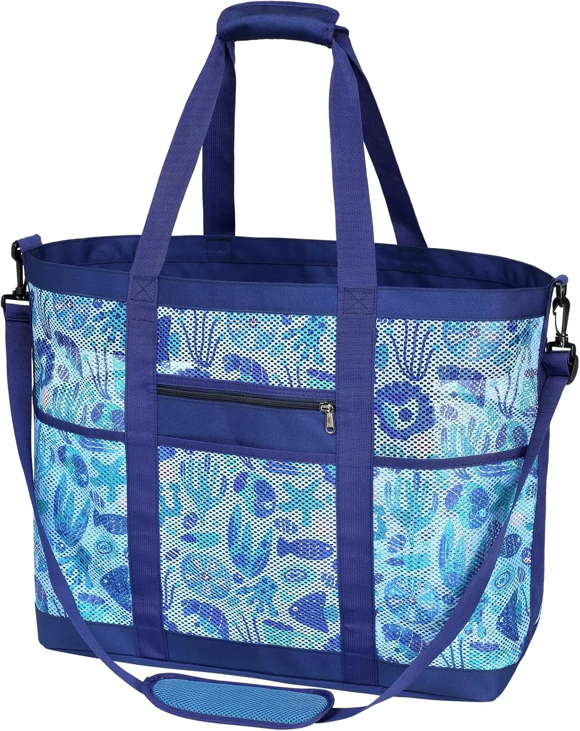 F-color Mesh Beach Bag Family - Beach Tote Bag Cruise Vacation Essentials, XL