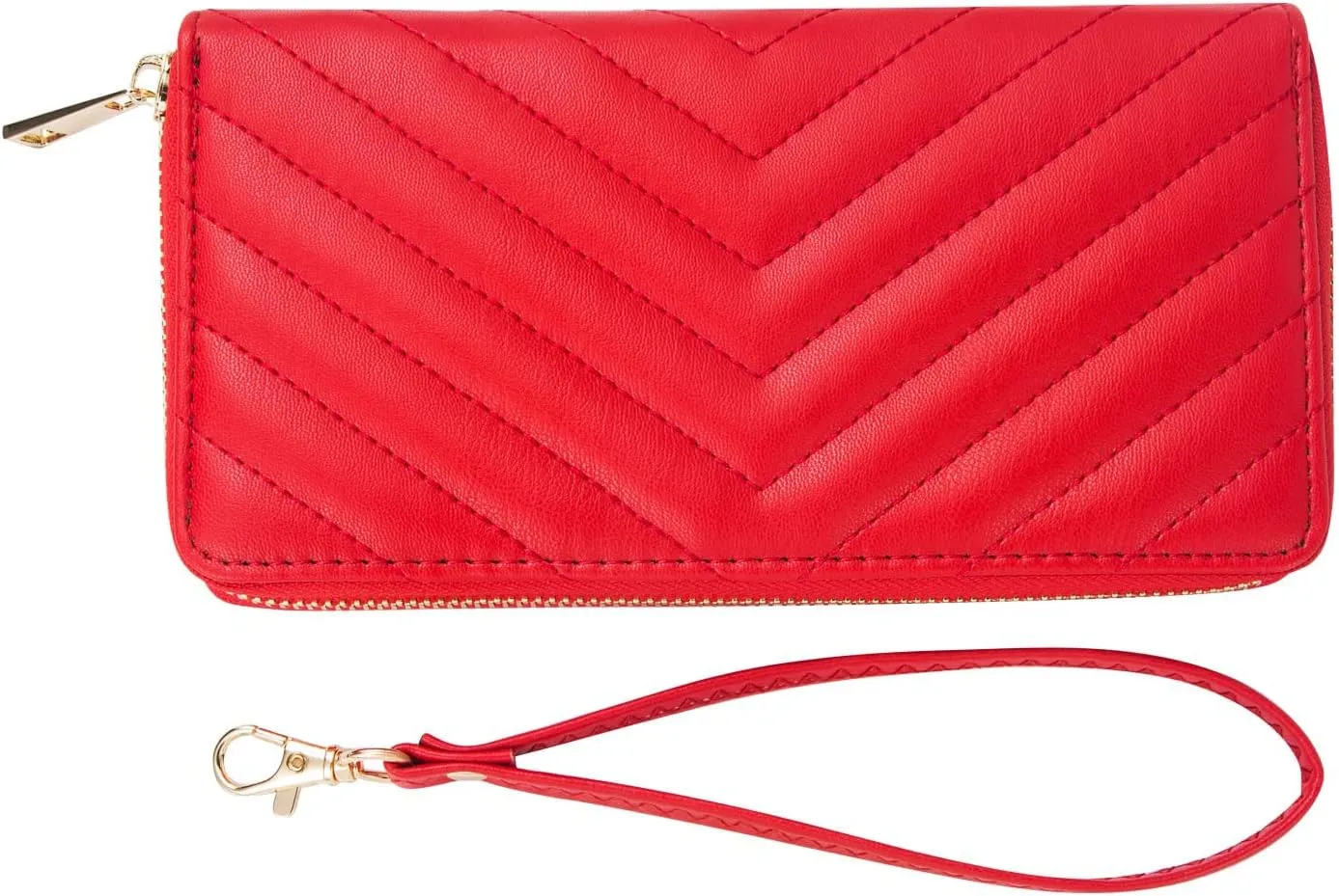 FACAI RFID Wallet Women Slim Ladies Wristlet Clutch Travel Cash Card Organized Anti Theft Large Capacity Zipper Red V