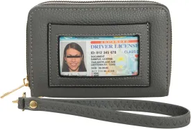 FACAI RFID Wallet Women, Small Wallet for Women, Credit Card Holder, Wristlet Wallet for Women with ID Window Grey