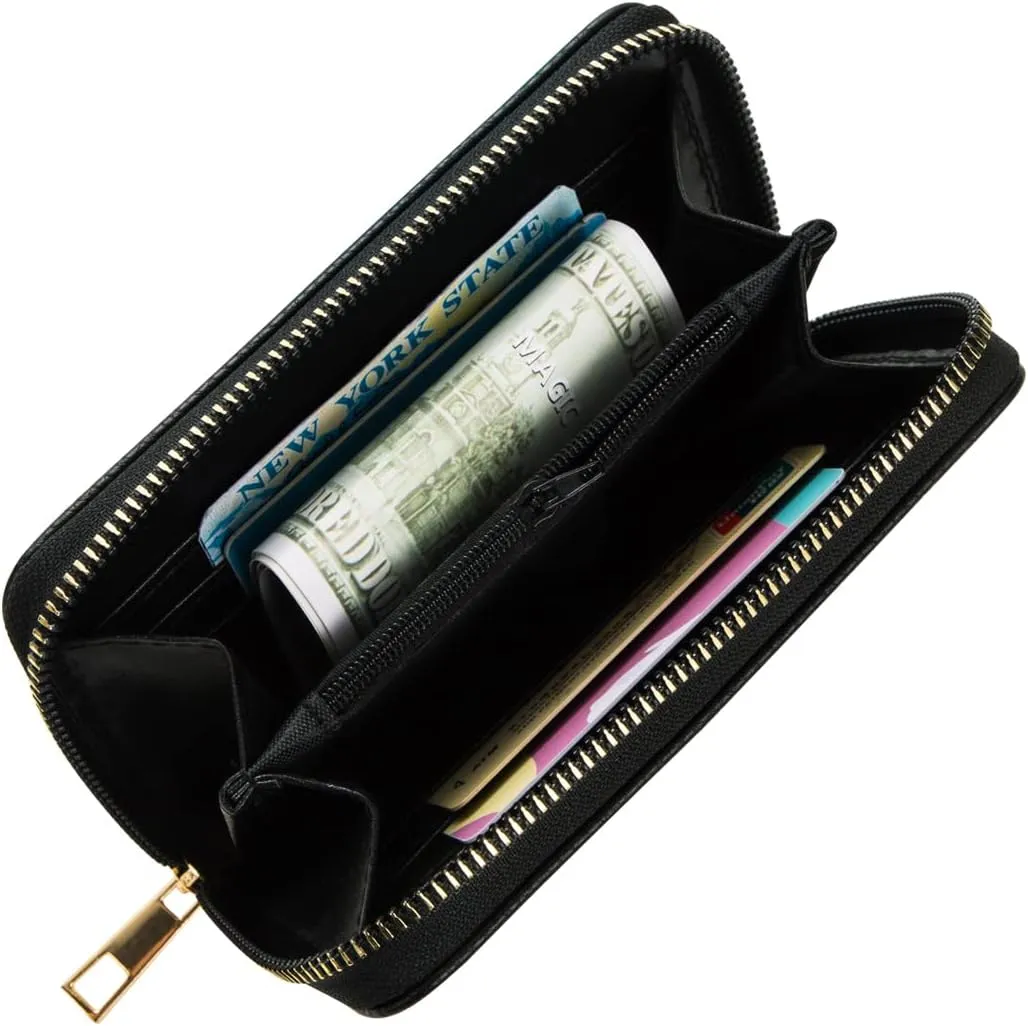 FACAI RFID Wallet Women, Small Wallet for Women, Credit Card Holder, Wristlet Wallet for Women with ID Window Grey