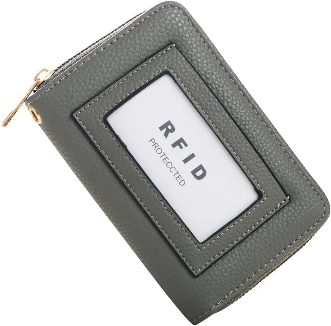 FACAI RFID Wallet Women, Small Wallet for Women, Credit Card Holder, Wristlet Wallet for Women with ID Window Grey