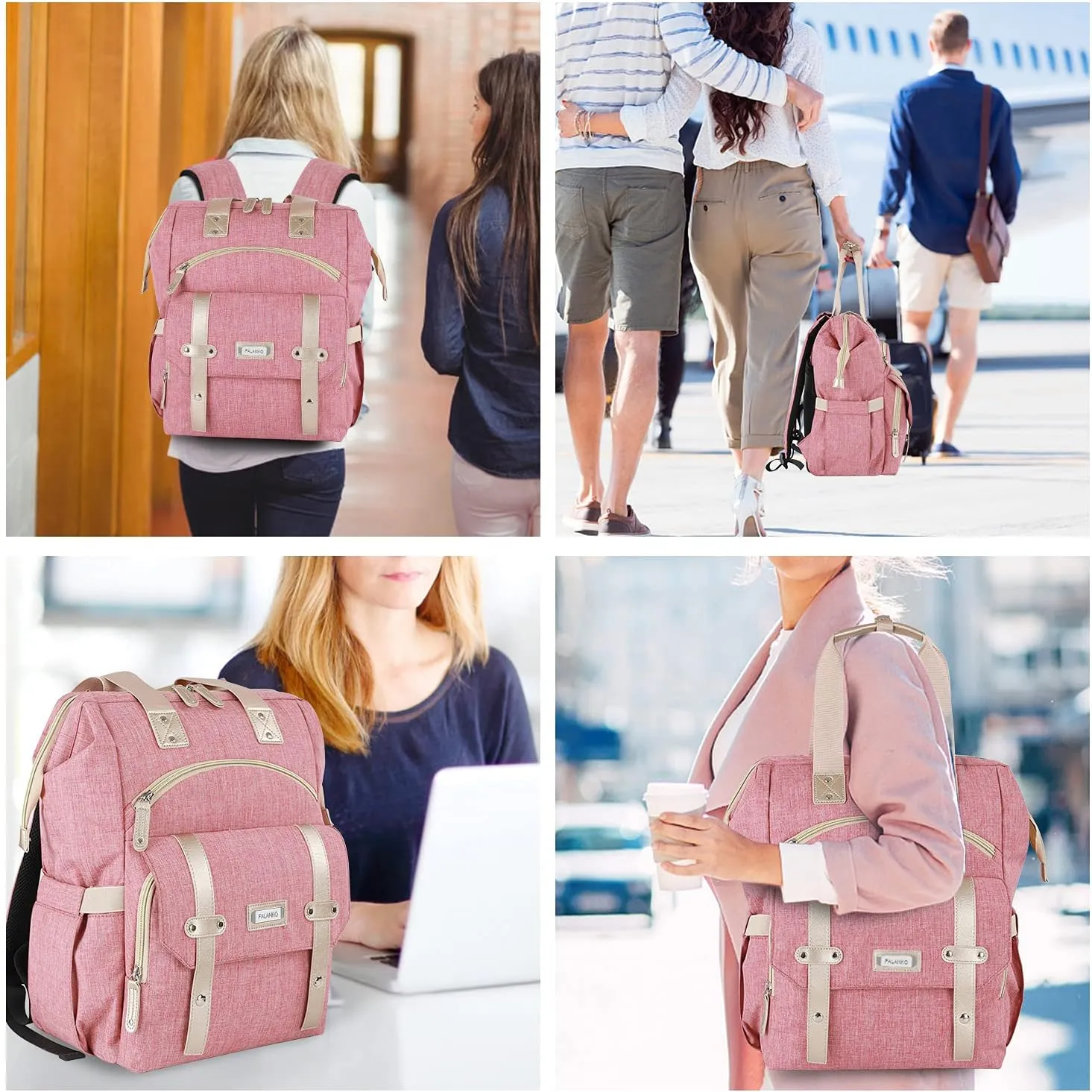 FALANKO Backpack for Women,Wide Open Work Large USB Charging Port Student Bookbag for 15.6 Inch Laptop,Doctor Teacher Nurse College School Travel Bag,Water Resistant Laptop Bookbag Computer Back Pack