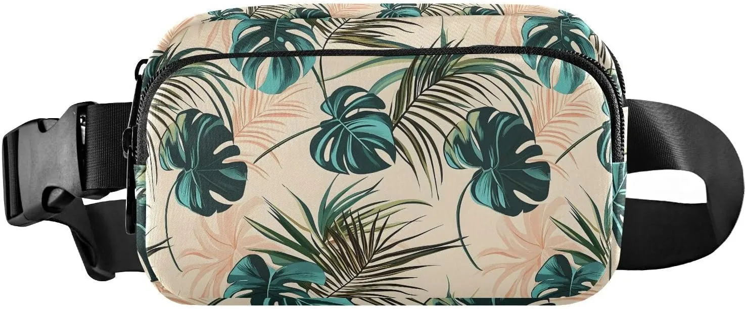 Fanny Pack Belt Bag for Women Tropical Palm Leaves Pattern Fashion Crossbody Bag Waist Pack Sling Backpack with Adjustable Strap
