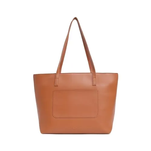 Fastrack Classic Laptop Tote Bag for Women | Stylish Everyday Bag for Ladies, Women, Girls | Casual College Bag Made of High-Quality Faux Leather (Tan)
