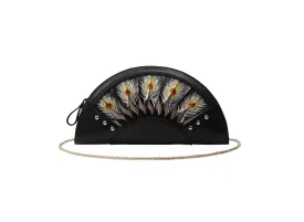 Feather Black Crossbody Clutch