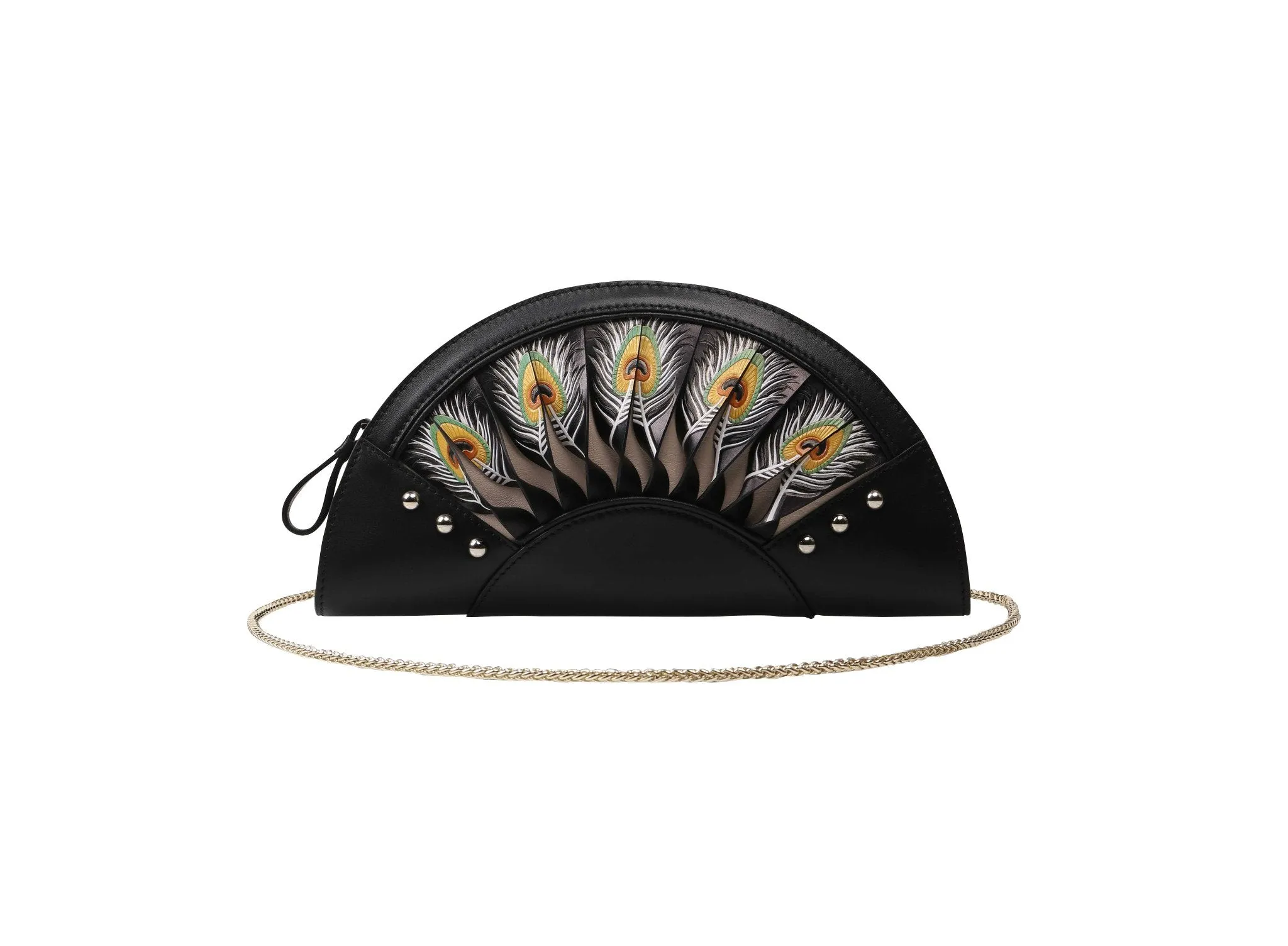 Feather Black Crossbody Clutch