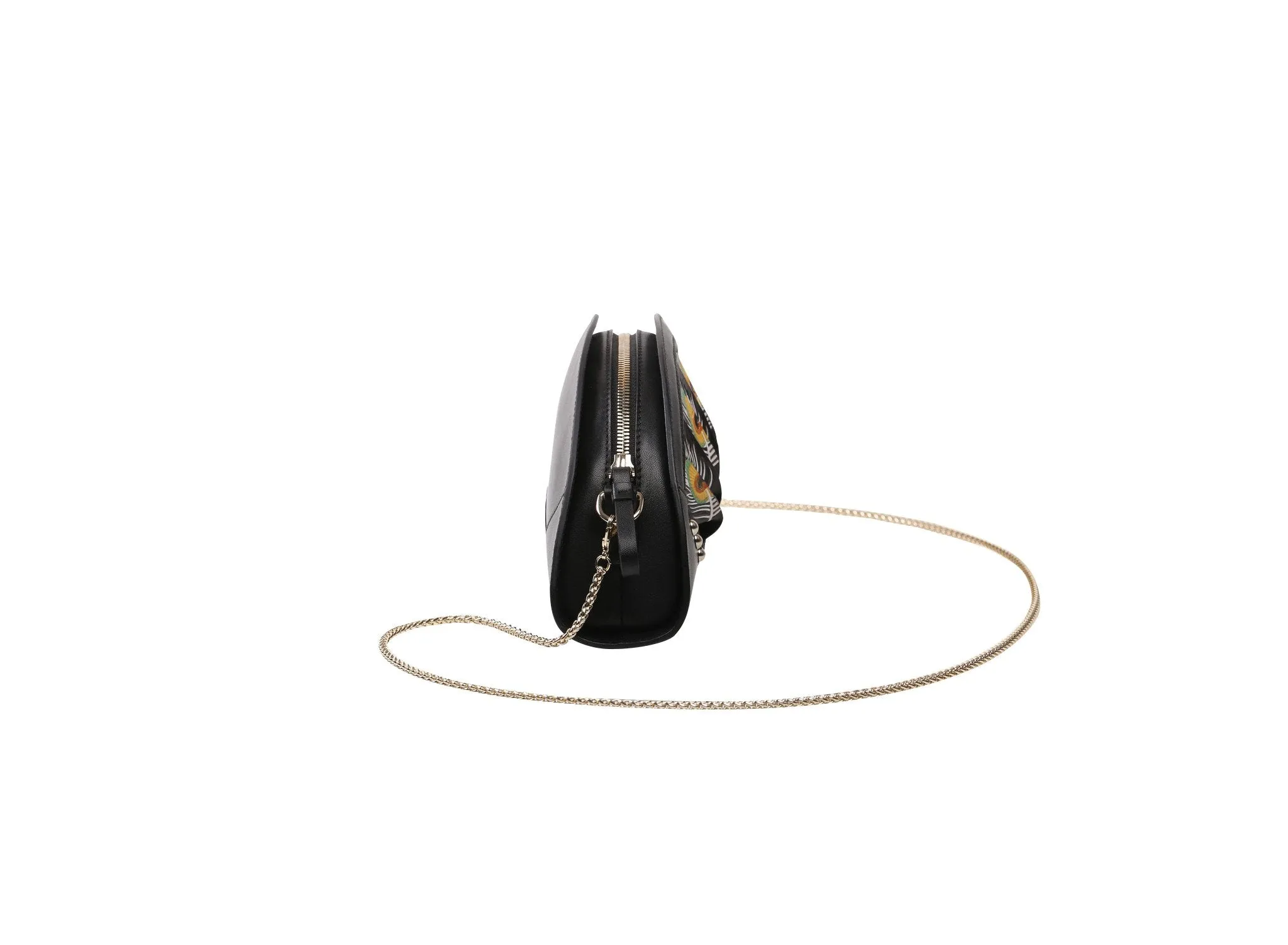 Feather Black Crossbody Clutch