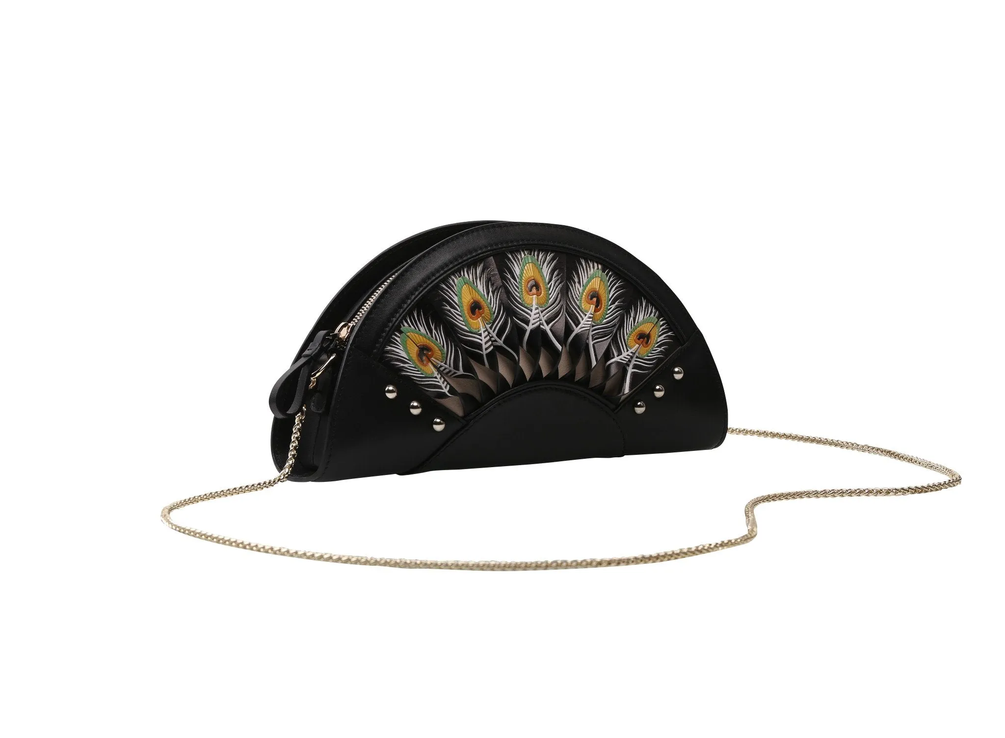 Feather Black Crossbody Clutch