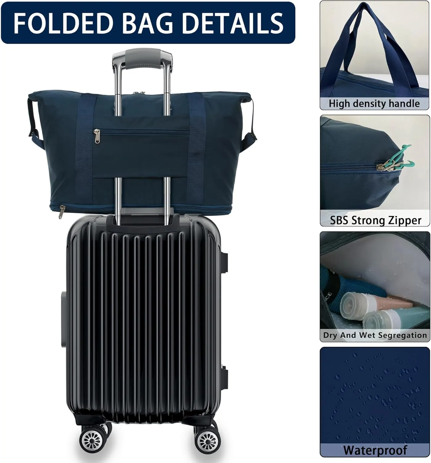 Foldable Travel Duffel Bag Expandable collapsible Luggage Large Capacity Lightweight Oxford Fabric Waterproof Men and Women