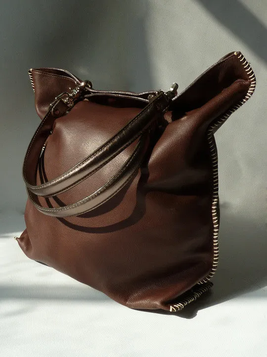 Gajumbo Tote Bag Butter Leather Chocolate