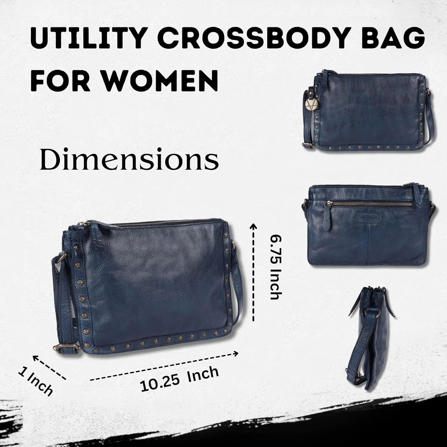 Genuine Italian Leather Boho Studded Crossbody Shoulder Bag - Stylish, Durable, & Perfect for Everyday Use for women