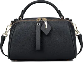 Genuine Leather Boston Bags for Women, Crossbody Bags Vintage Top Handle Satchels for Ladies with a adjustable Strap